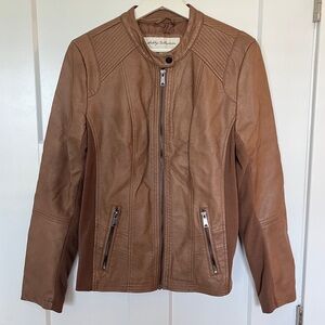 Women’s Brown Faux Leather Motorcycle Jacket